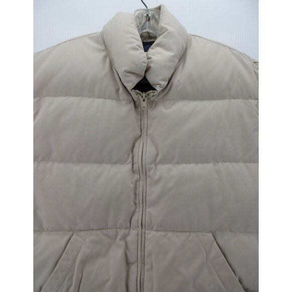 VINTAGE Eddie Bauer Vest XL Cream Goose Down Puffer Coat 90s Ski * - Picture 2 of 9